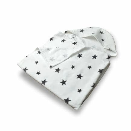 Фото -Пончо велюрове дитяче "Чорні зірочки на білому тлі" 130х70см 147164
