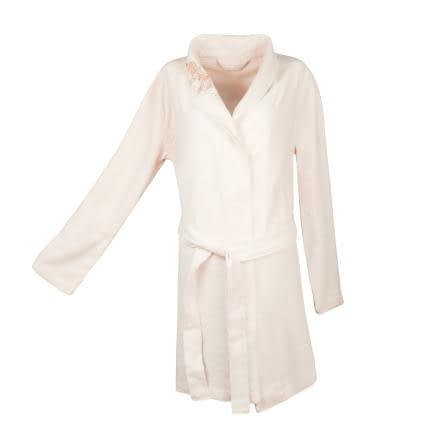 Фото -Халат махровий шалевий комір з вишивкою "З квітами" (рожевий) S 160874