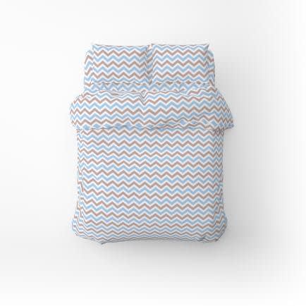 Фото -Полутораспальный комплект постельного белья Home Line "ЗИГ ЗАГ" (голубо-коричневый) 175852