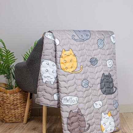 Фото -Покривало стьобане Home Line 160х210 Коти Сірий 192259