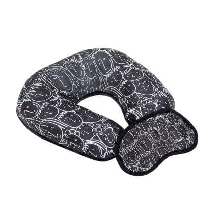 Фото -Набір для подорожей: дорожня подушка 30х30 см і пов’язка для очей «Графіка сну» 195378