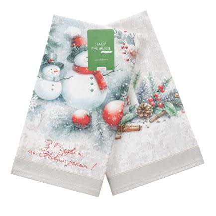 Фото -Набір кухонних рушників Сніговик та ялинка 40х60 190840
