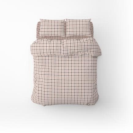 Фото -Полутораспальный комплект постельного белья Home Line "КЛЕТКА" (серо-розовый/фрезовый) 1791
