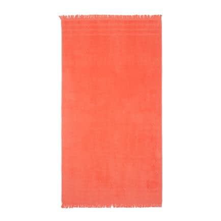 Фото -Рушник махровий пляжний бордюр "Вузькі смужки" (кораловий) 90х160см 163176
