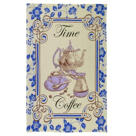 Фото -Рушник вафельний кухонний Home Line "Час для кави"  (синій) 45х60см 129461