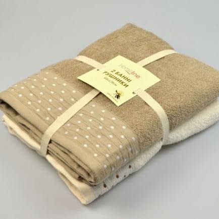 Фото -Набір махрових рушників 2 шт. Home Line (кремово-кавовий), 68х128см 128197