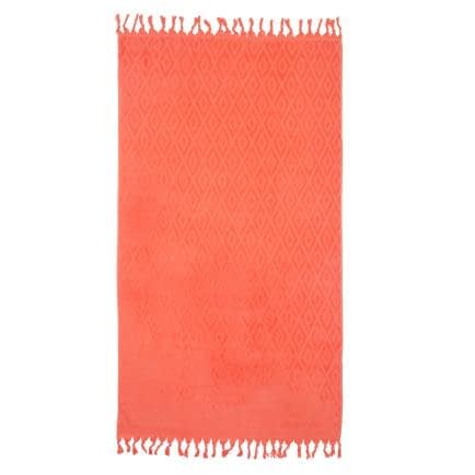 Фото -Рушник махрово-тканий пляжний "Ромби" (кораловий) 90х160см 163171