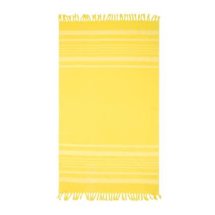 Фото -Полотенце махрово-тканое пляжное "Полосатый бордюр" с бахромой (желтый) 90х160см 163110