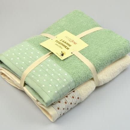Фото -Набір махрових рушників 2 шт. Home Line (кремово-фісташковий), 68х128см 128200