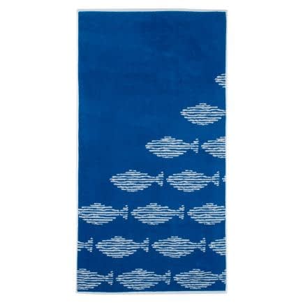 Фото -Полотенце махровое "Стая рыбок" (синий) 70х140см 163322