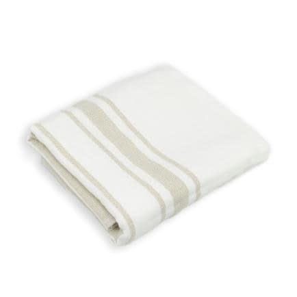 Фото -Рушник махрово-тканий "Бежеві смуги" (білий) 50х70см 153819