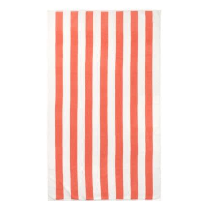 Фото -Рушник махровий "Вертикальні смуги біло-коралові" 90х160см 163275