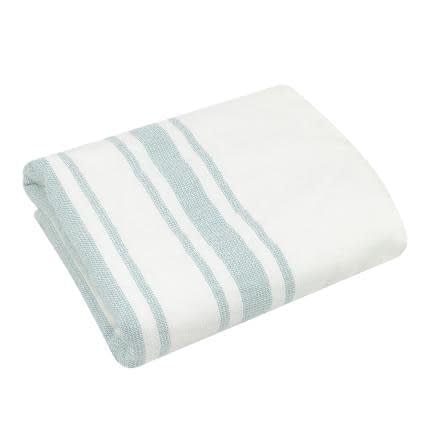 Фото -Рушник махрово-тканий "Зелені смуги" (білий) 50х70см 153942