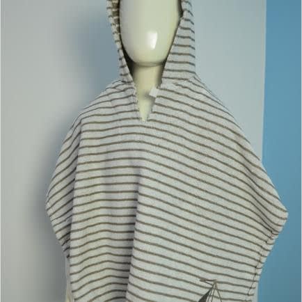 Фото -Пончо махрове дитяче "Смужка оливкова" 55x75см 146674